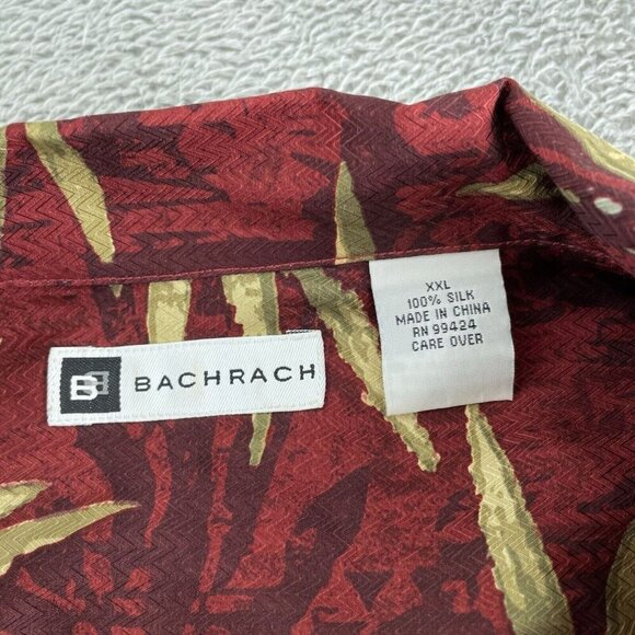 Bachrach Mens XXL Red & Gold Hawaiian Silk Shirt 5538 - Picture 3 of 7